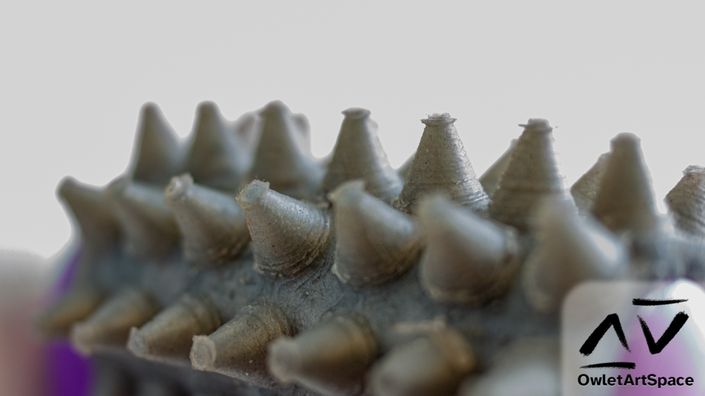 A close-up of the spikes on the silicone wrap.
